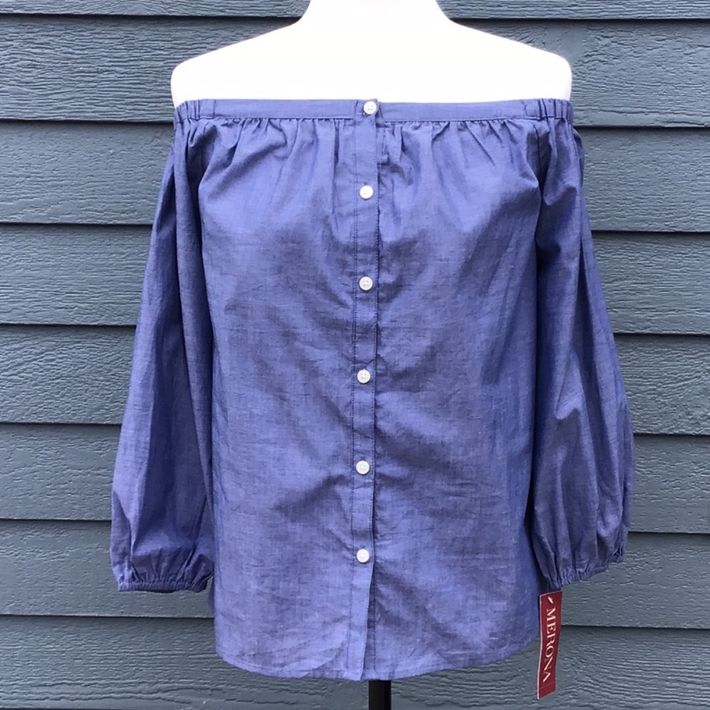 Chambray Off the Shoulder Top